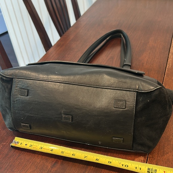 Halston Heritage Leather Bag Gold Purse Suede Black - Picture 5 of 13